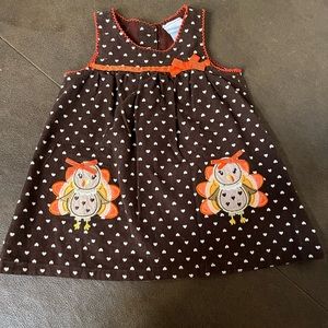 Brown corduroy baby Thanksgiving dress